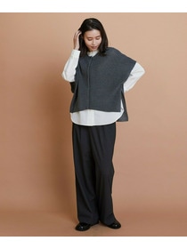 【L'EQUIPE】セミブライトレーヨンポリニットベスト 詳細画像 ブラック 3