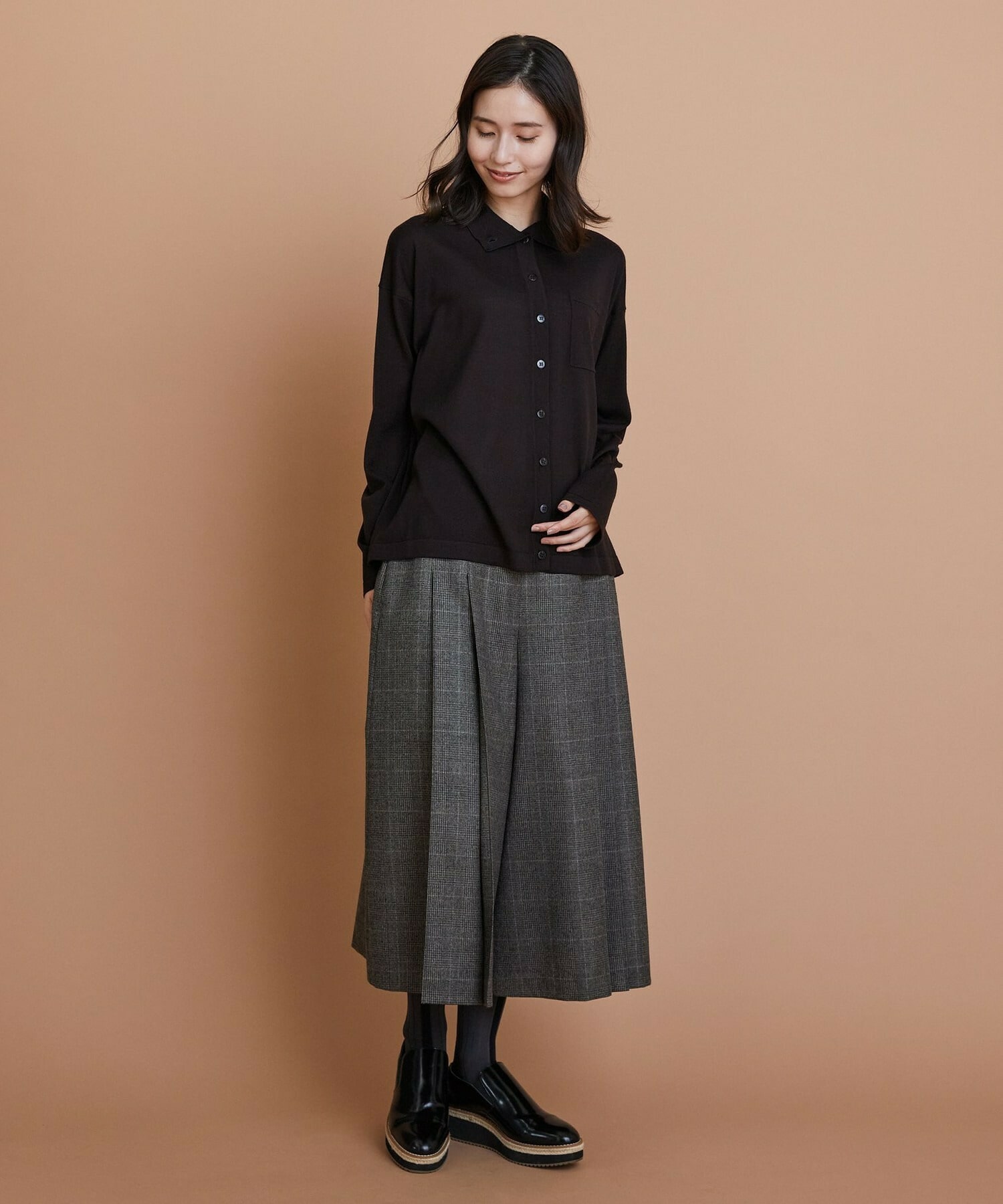 【L'EQUIPE】ウール梳毛カーディガン 詳細画像 ブラック 3