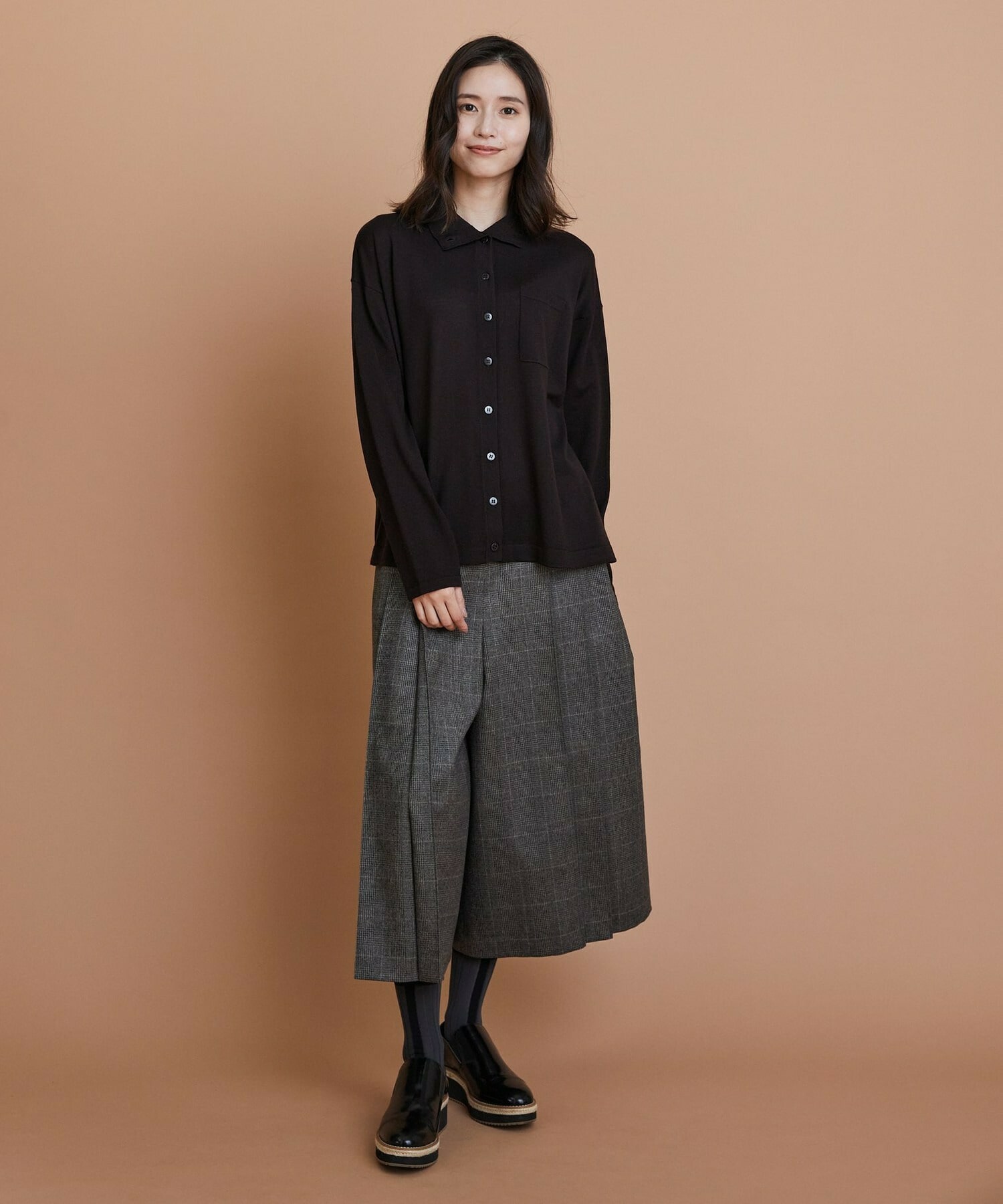 【L'EQUIPE】ウール梳毛カーディガン 詳細画像 ブラック 5