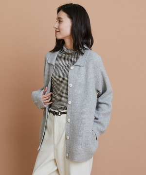 【L'EQUIPE】片畦ニット襟付きカーディガン 詳細画像 ライトグレー 1