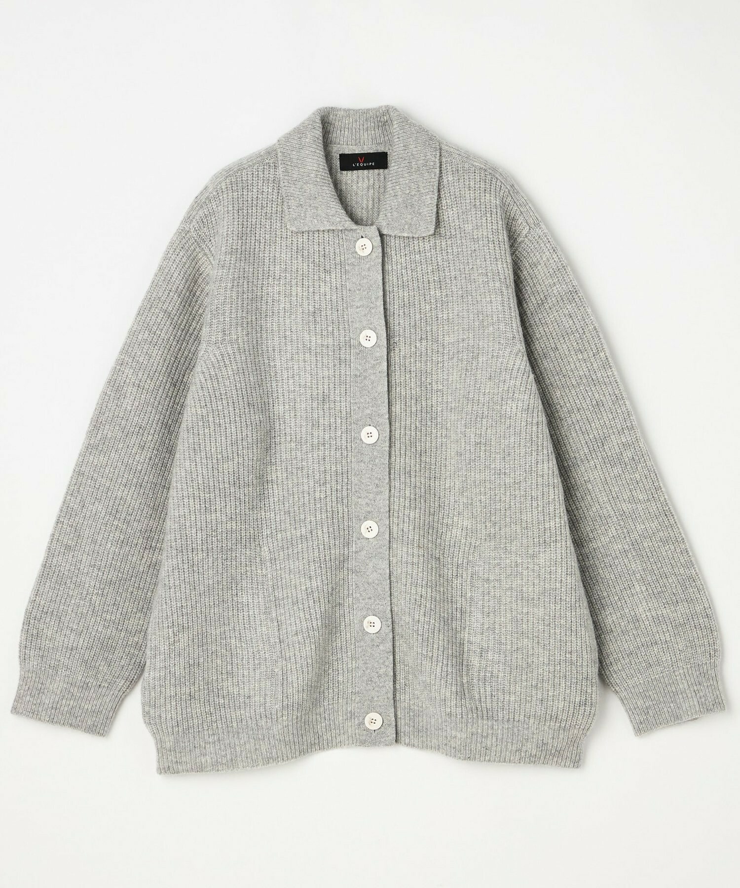 【L'EQUIPE】片畦ニット襟付きカーディガン 詳細画像 ライトグレー 13