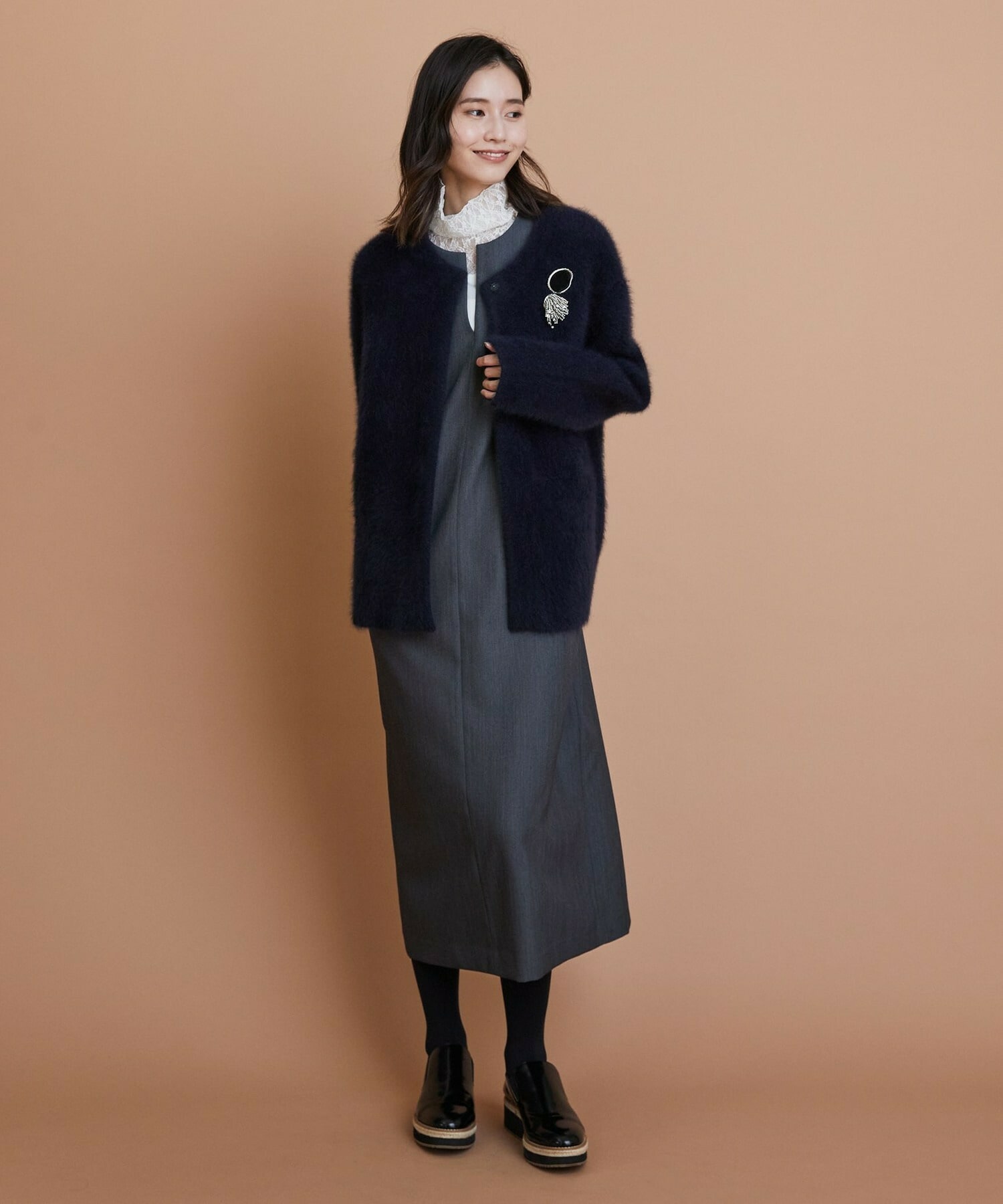 【L'EQUIPE】FOX接結カーディガン 詳細画像 ネイビー 10