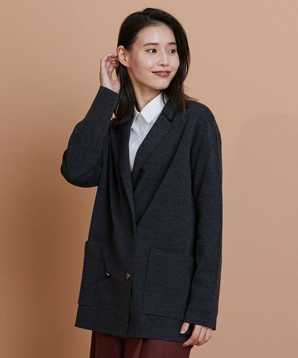 【L'EQUIPE】ウールポリ接結ニットジャケット