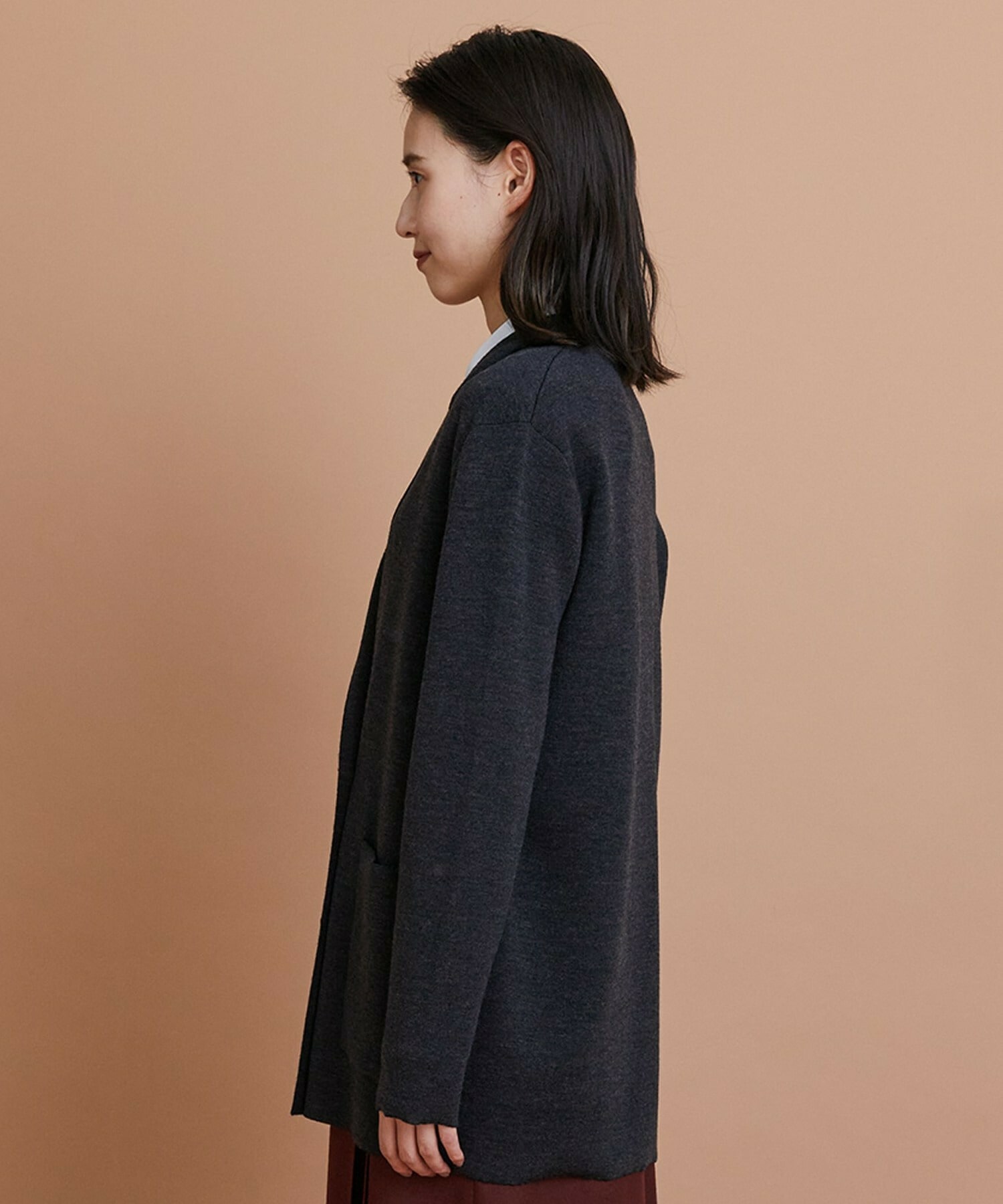 【L'EQUIPE】ウールポリ接結ニットジャケット 詳細画像 ブラック 10