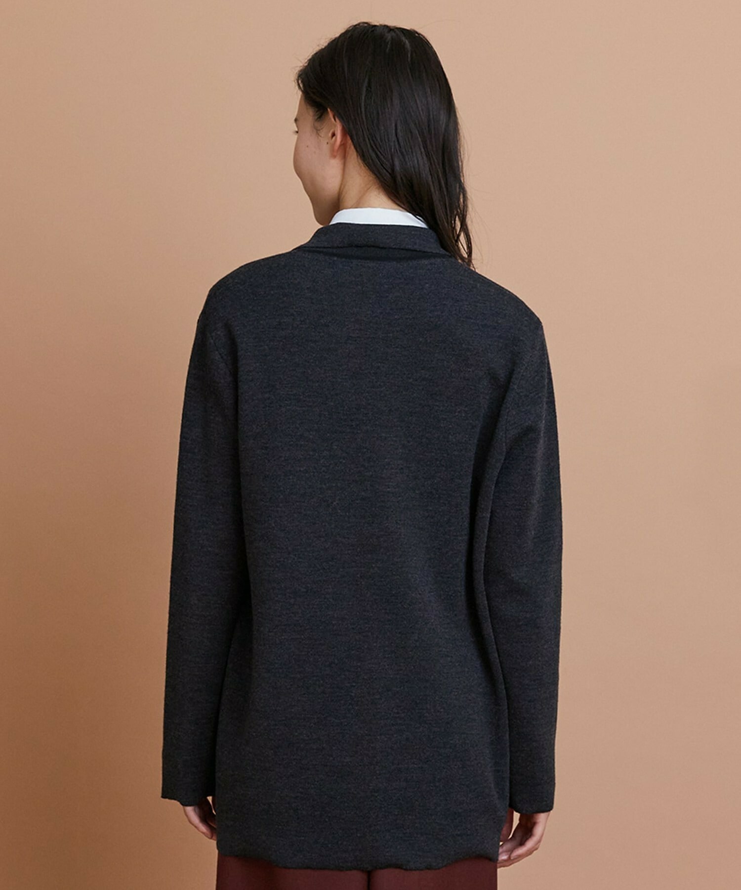 【L'EQUIPE】ウールポリ接結ニットジャケット 詳細画像 ブラック 11