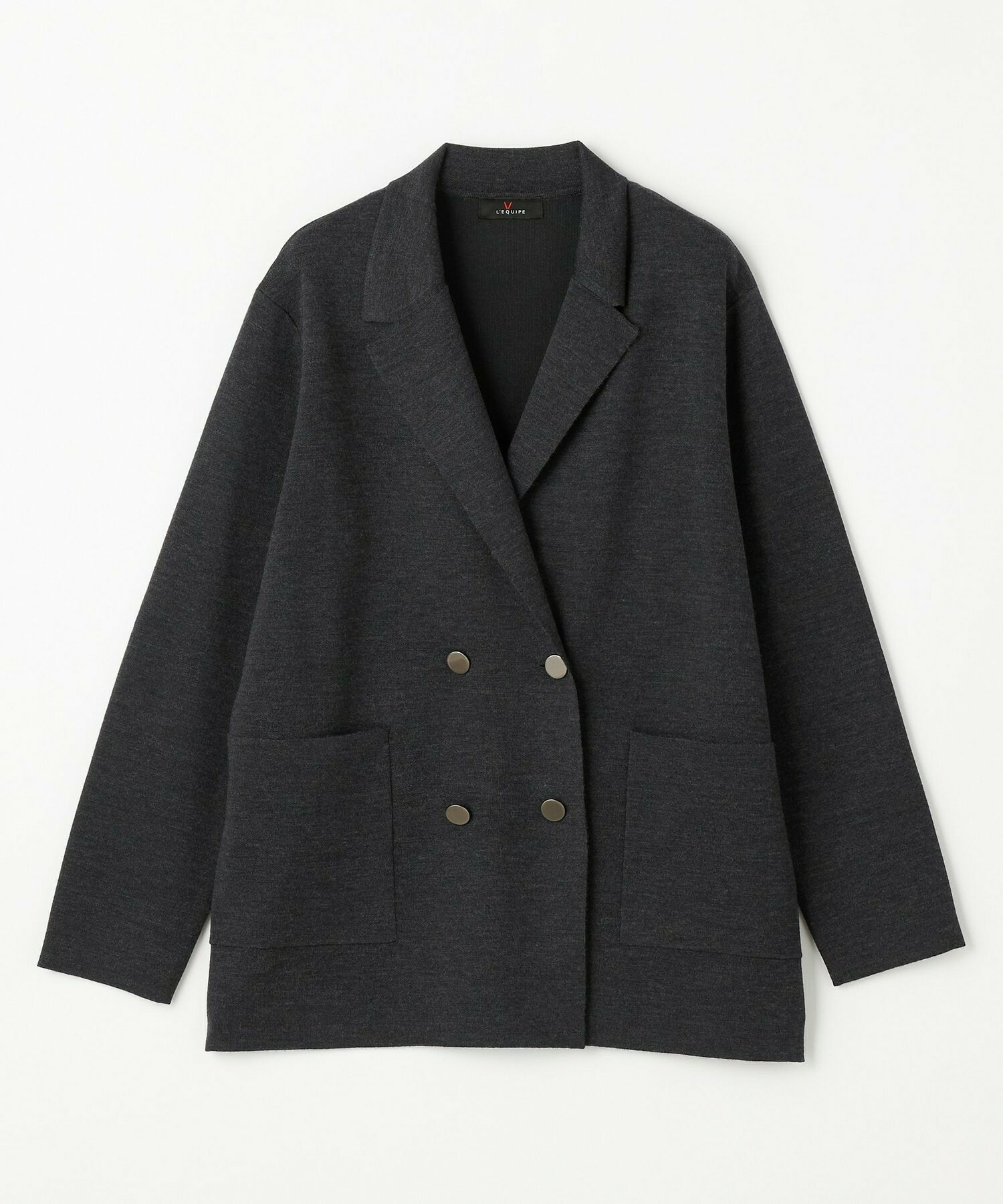 【L'EQUIPE】ウールポリ接結ニットジャケット 詳細画像 ブラック 12