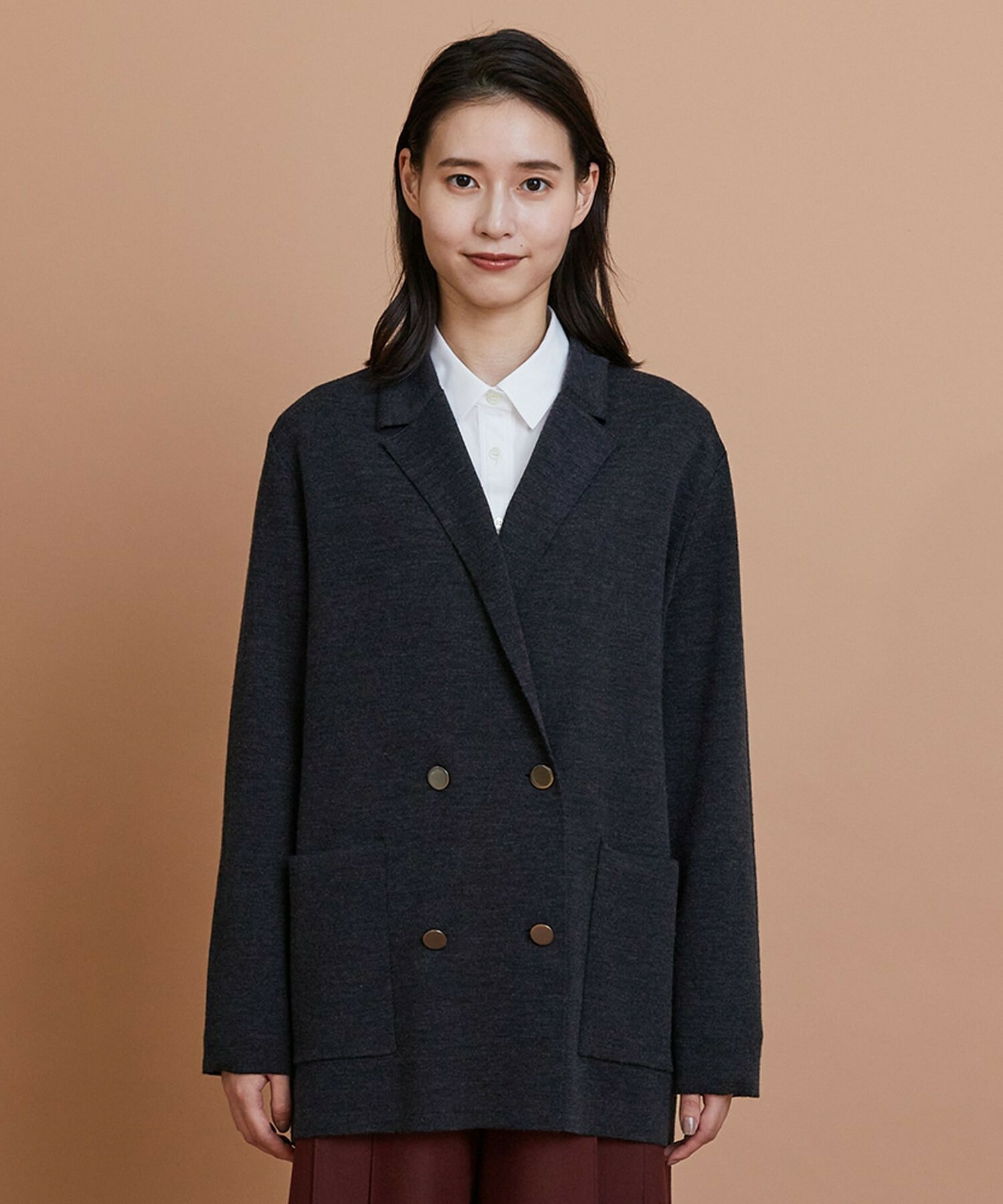 【L'EQUIPE】ウールポリ接結ニットジャケット 詳細画像 ブラック 9