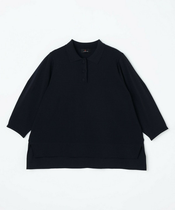 綿ポリストレッチニットポロ 詳細画像 ネイビー 1