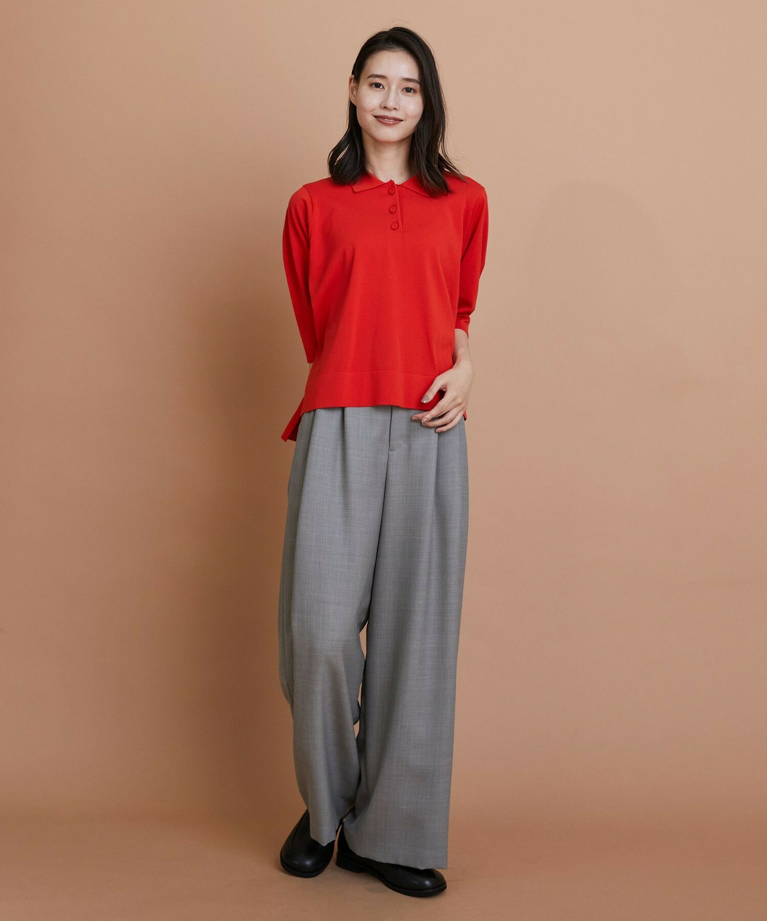 【L'EQUIPE】綿ポリストレッチニットポロ 詳細画像 ネイビー 1