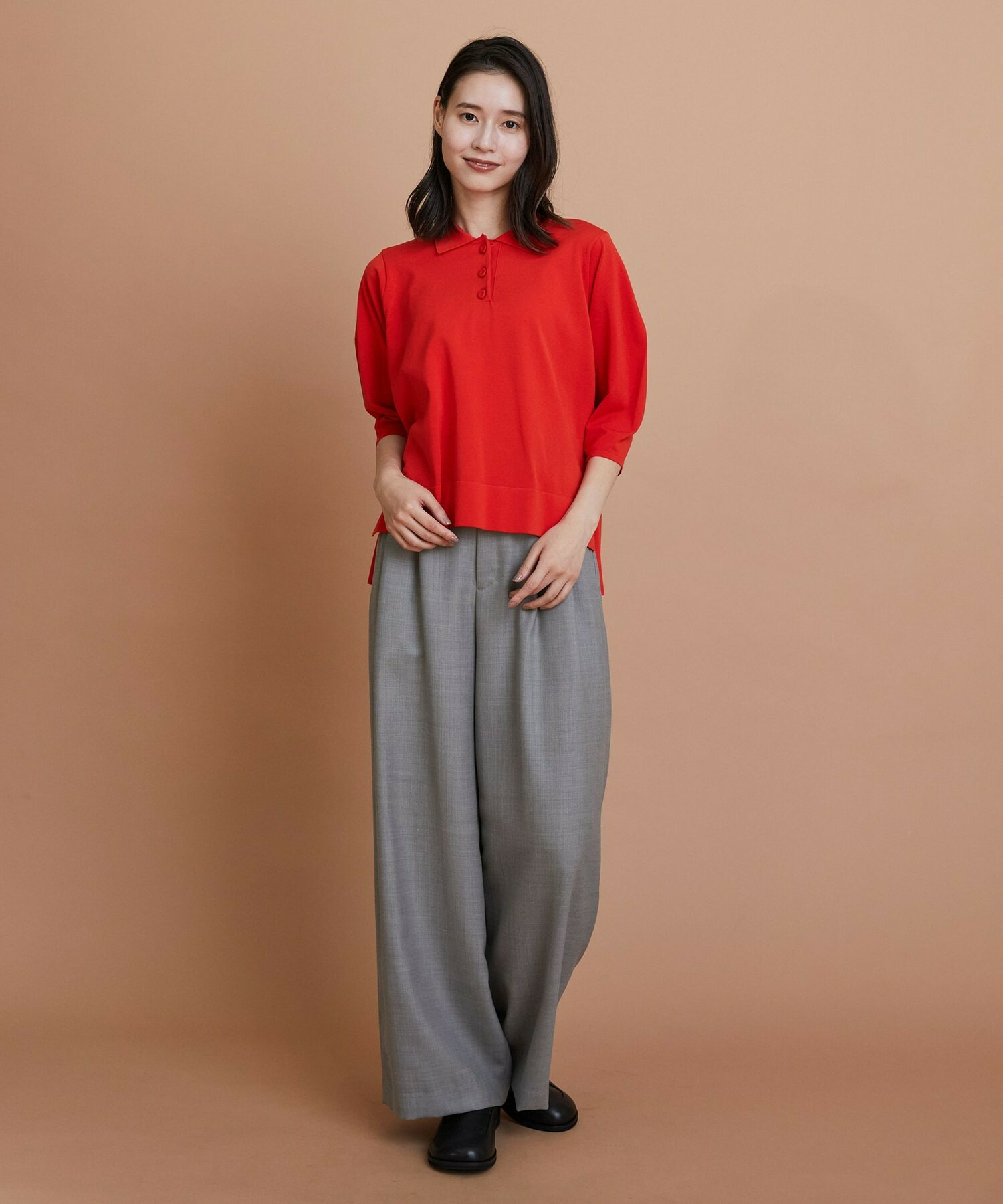 【L'EQUIPE】綿ポリストレッチニットポロ 詳細画像 ネイビー 3