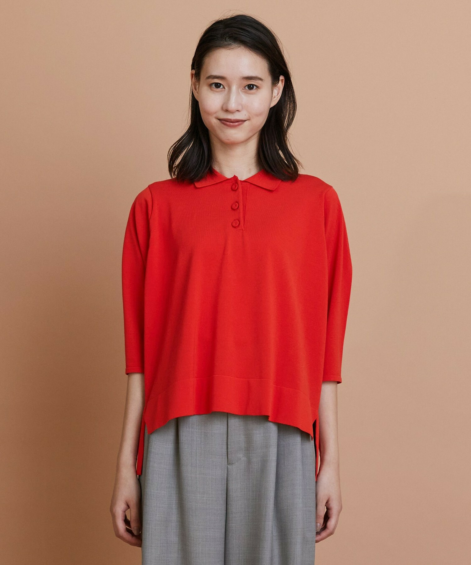 【L'EQUIPE】綿ポリストレッチニットポロ 詳細画像 ネイビー 7