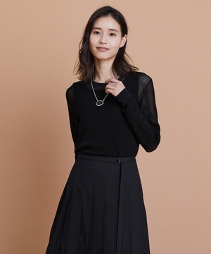 【L'EQUIPE】綿ポリ針抜きリブニットトップス 詳細画像 ブラック 1