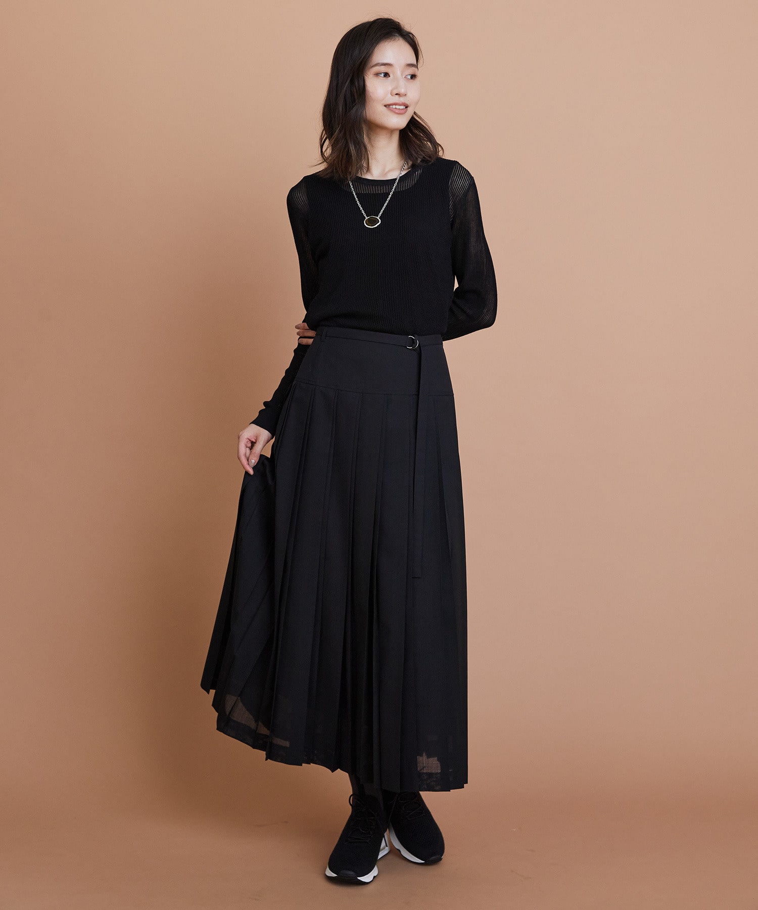 【L'EQUIPE】綿ポリ針抜きリブニットトップス 詳細画像 ネイビー 1