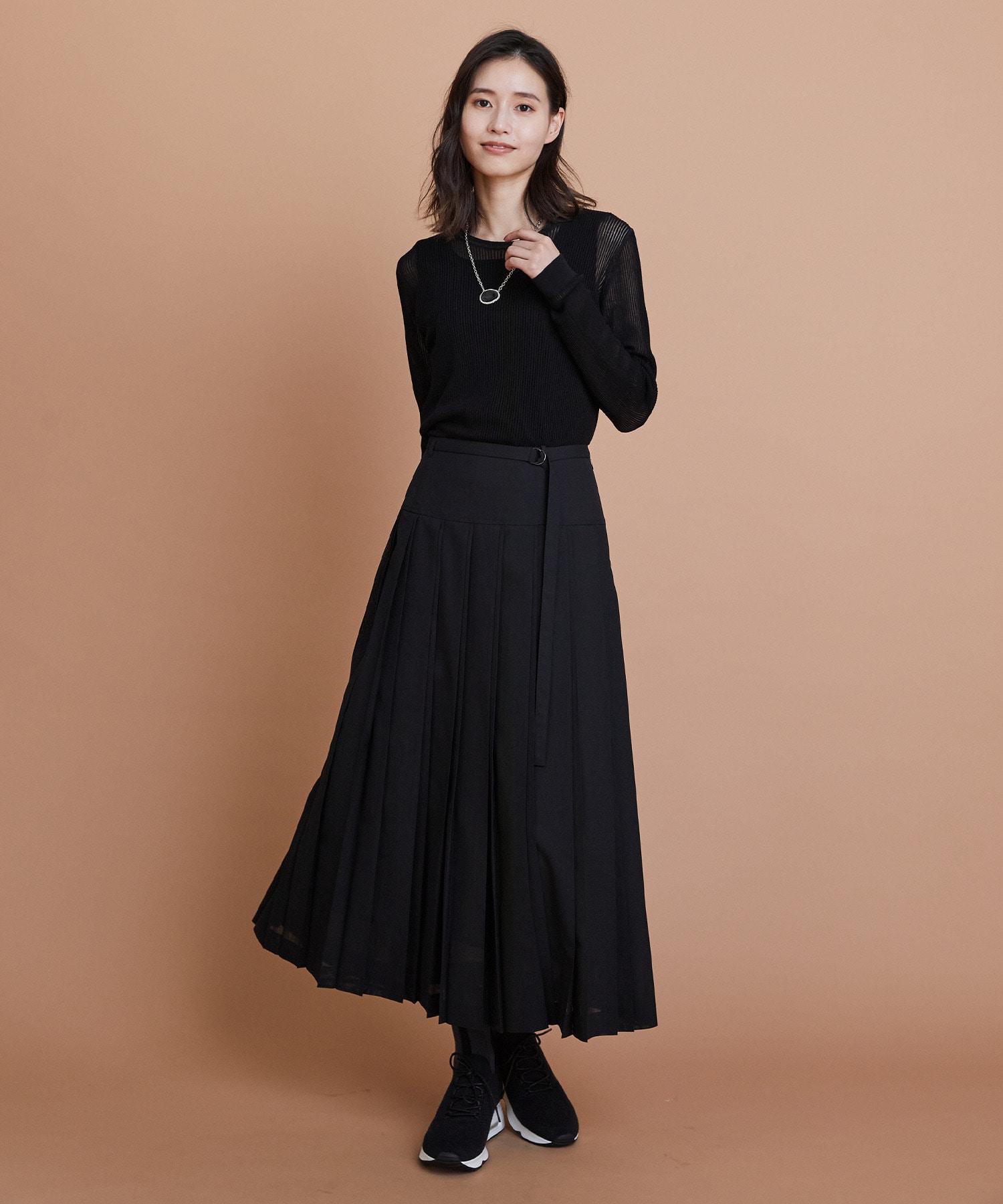 【L'EQUIPE】綿ポリ針抜きリブニットトップス 詳細画像 ネイビー 2