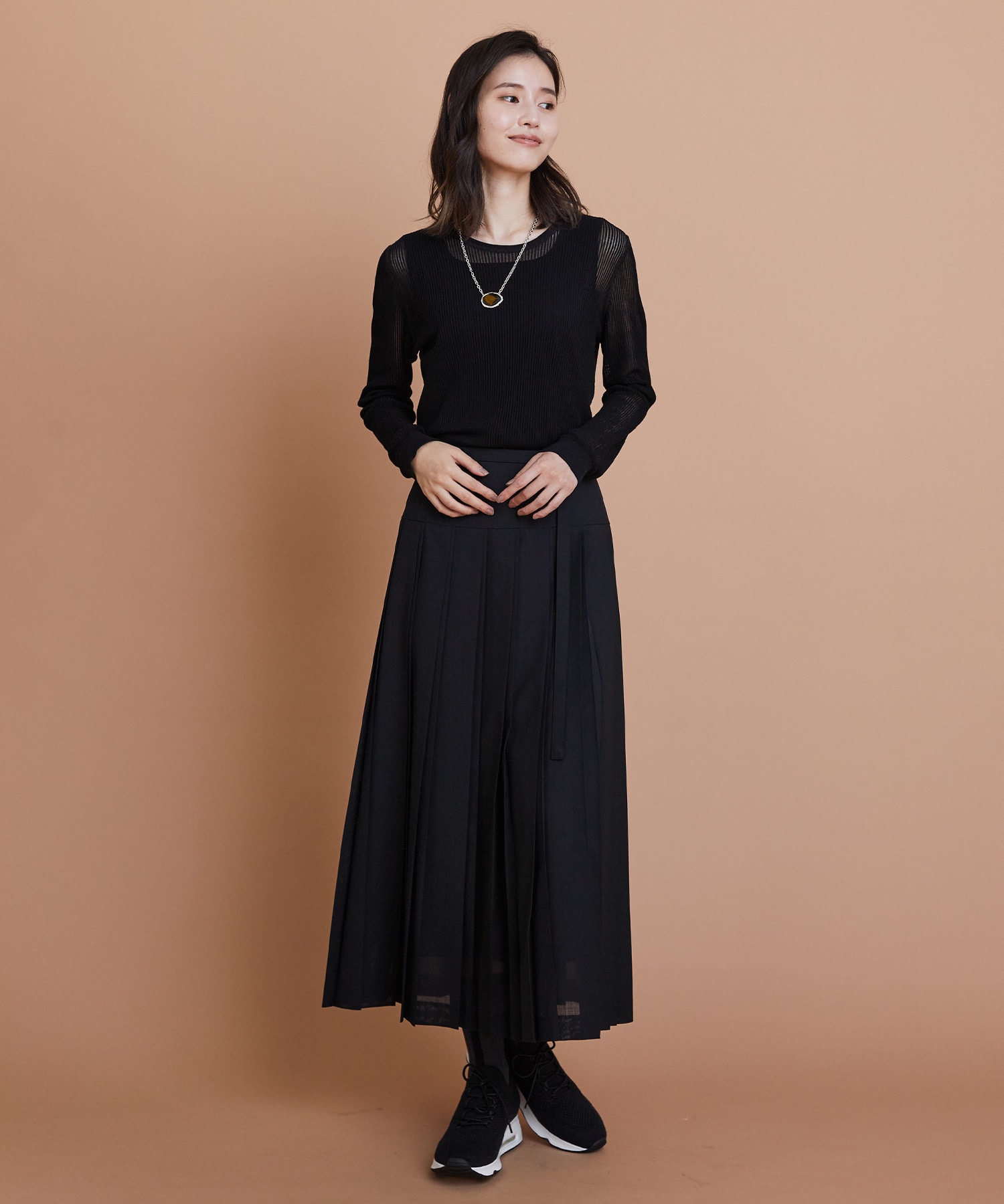 【L'EQUIPE】綿ポリ針抜きリブニットトップス 詳細画像 ネイビー 3