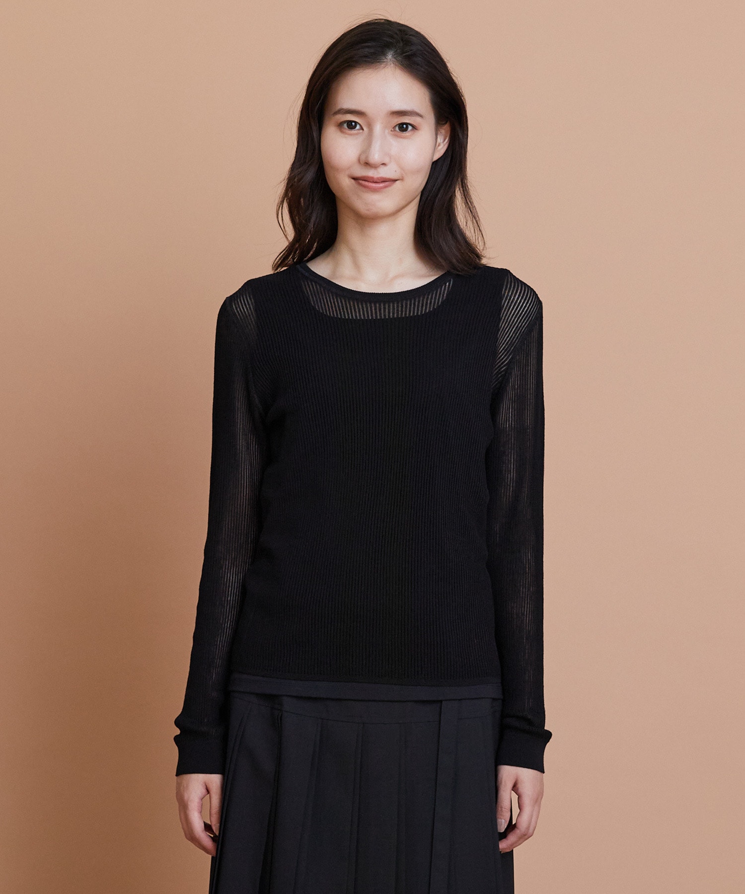 【L'EQUIPE】綿ポリ針抜きリブニットトップス 詳細画像 ネイビー 5