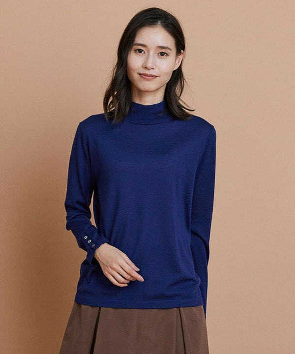 ［eclat 2025年11月号掲載商品］ウール梳毛ハイネックニット 詳細画像 ブルー 1