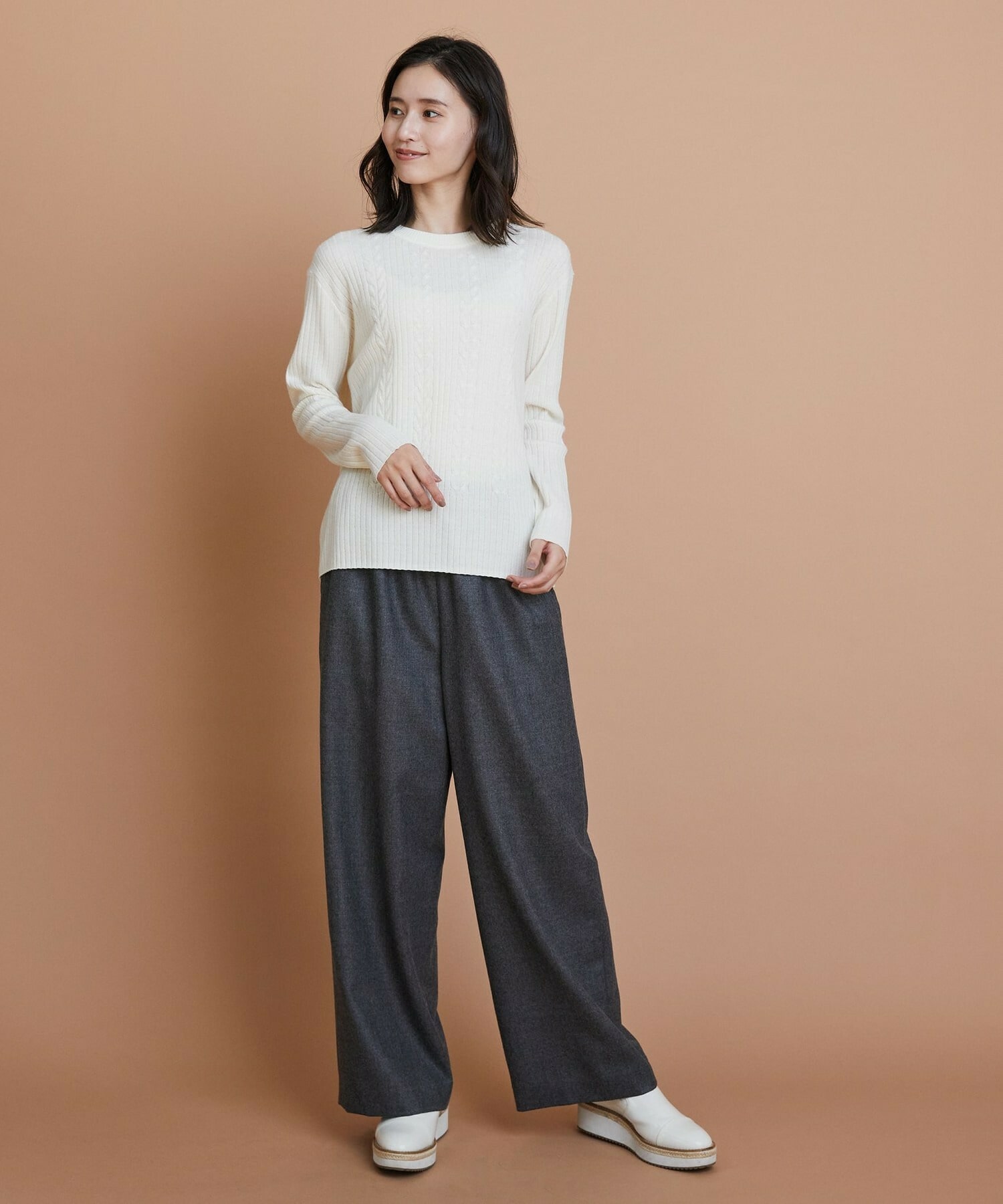 【L'EQUIPE】セミ梳毛ケーブルニットプルオーバー 詳細画像 ブラック 12