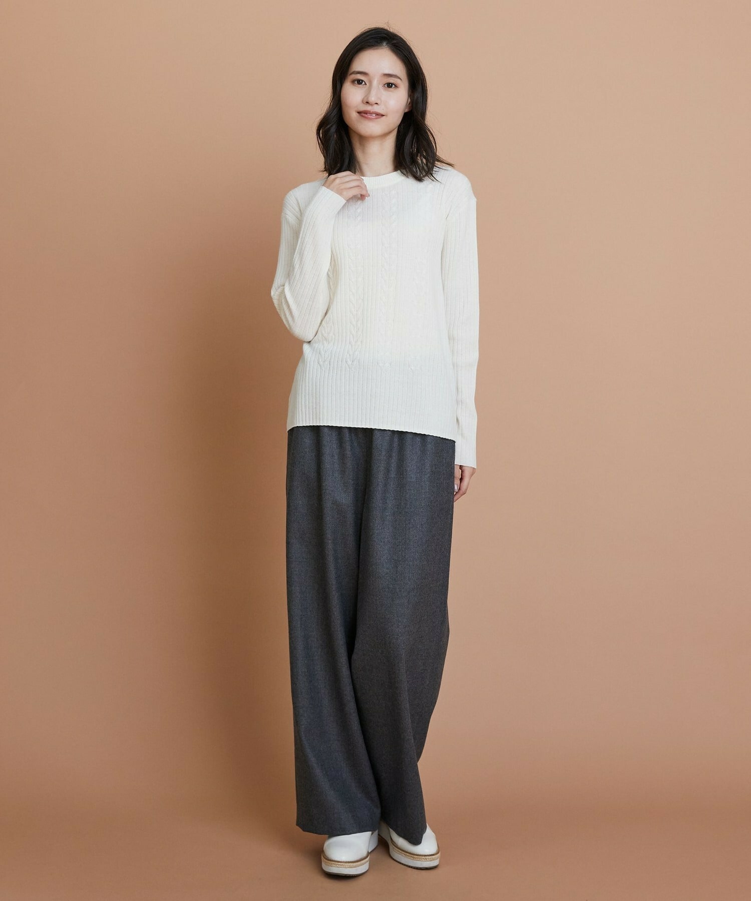 【L'EQUIPE】セミ梳毛ケーブルニットプルオーバー 詳細画像 ブラック 13