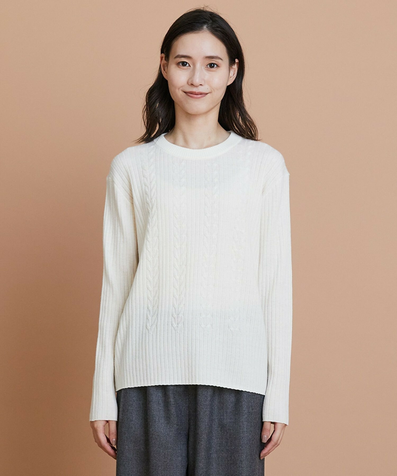 【L'EQUIPE】セミ梳毛ケーブルニットプルオーバー 詳細画像 ブラック 16