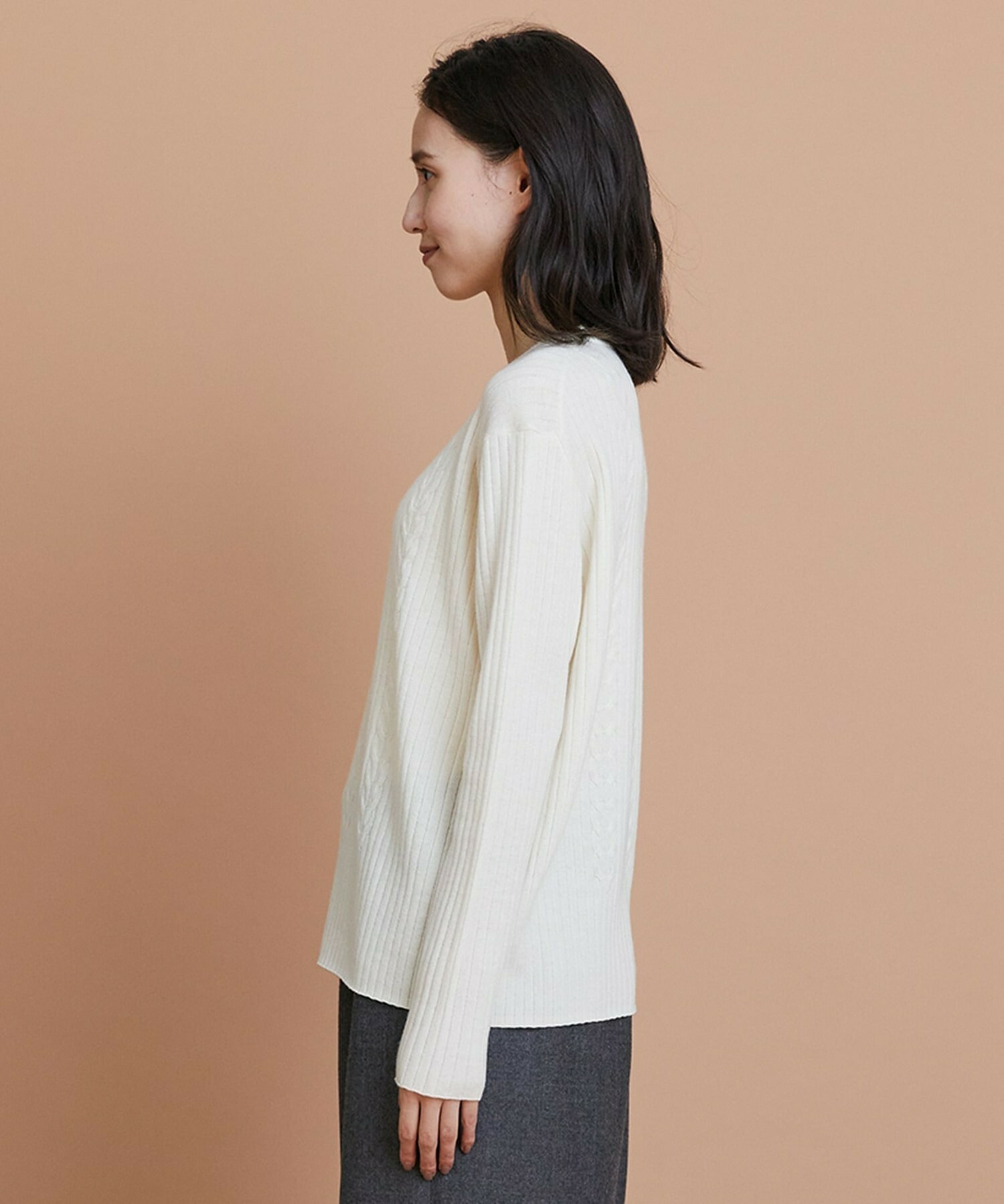 【L'EQUIPE】セミ梳毛ケーブルニットプルオーバー 詳細画像 ブラック 17