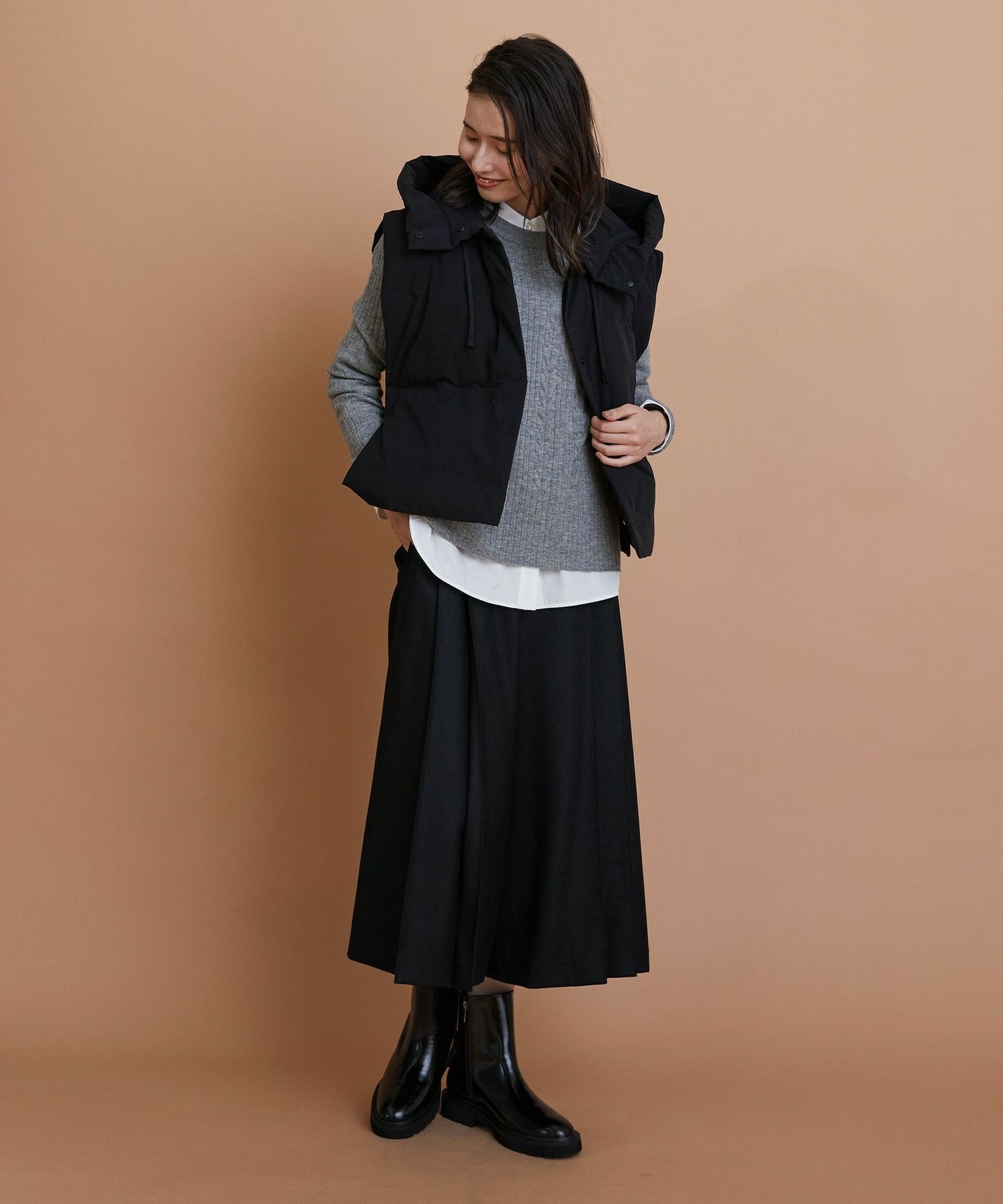 【L'EQUIPE】セミ梳毛ケーブルニットプルオーバー 詳細画像 ブラック 6