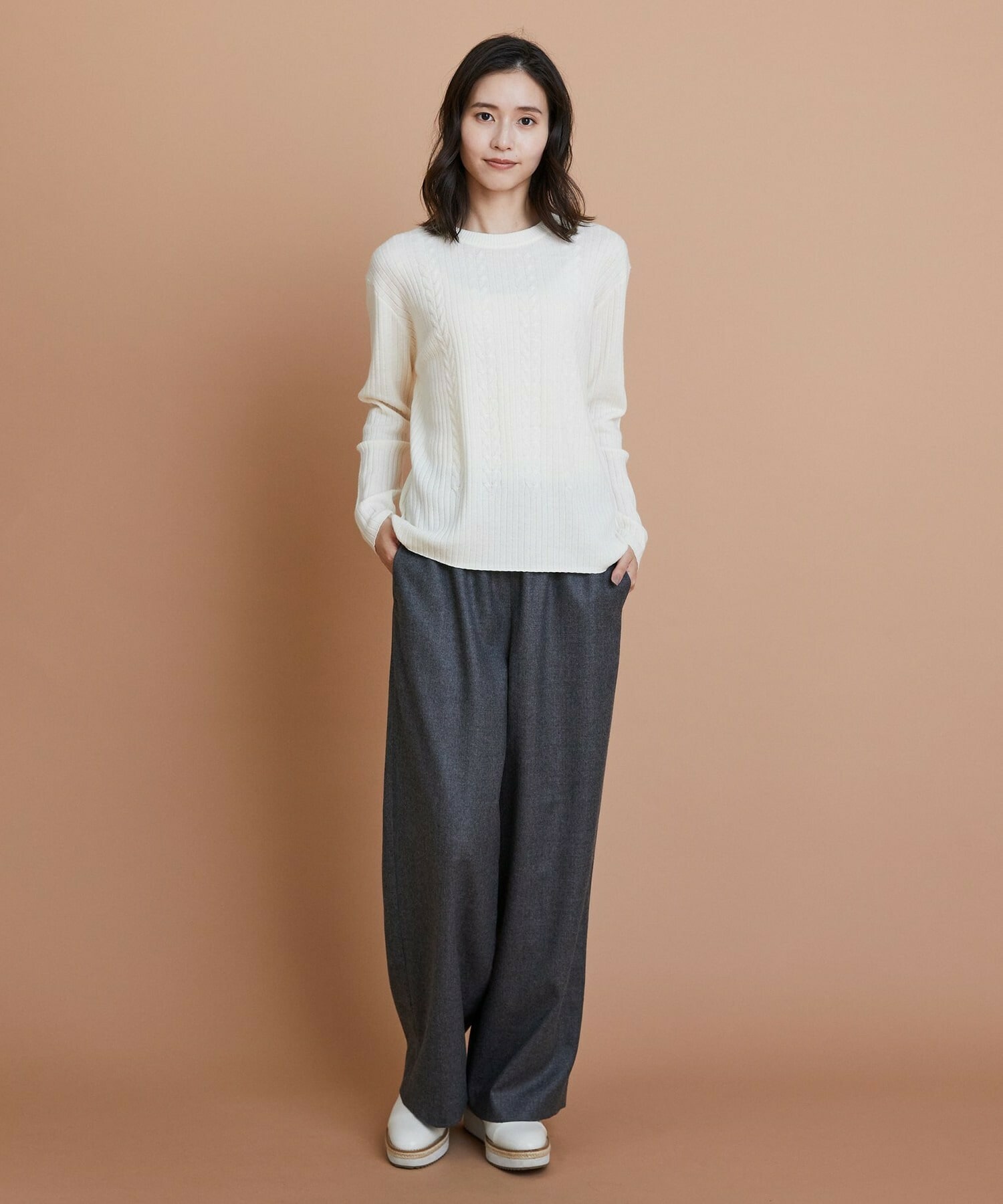 【L'EQUIPE】セミ梳毛ケーブルニットプルオーバー 詳細画像 ブラック 8