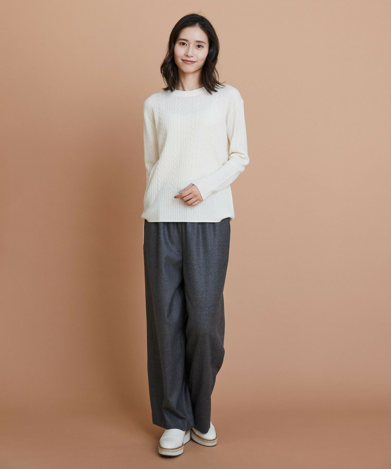 【L'EQUIPE】セミ梳毛ケーブルニットプルオーバー 詳細画像 ブラック 9