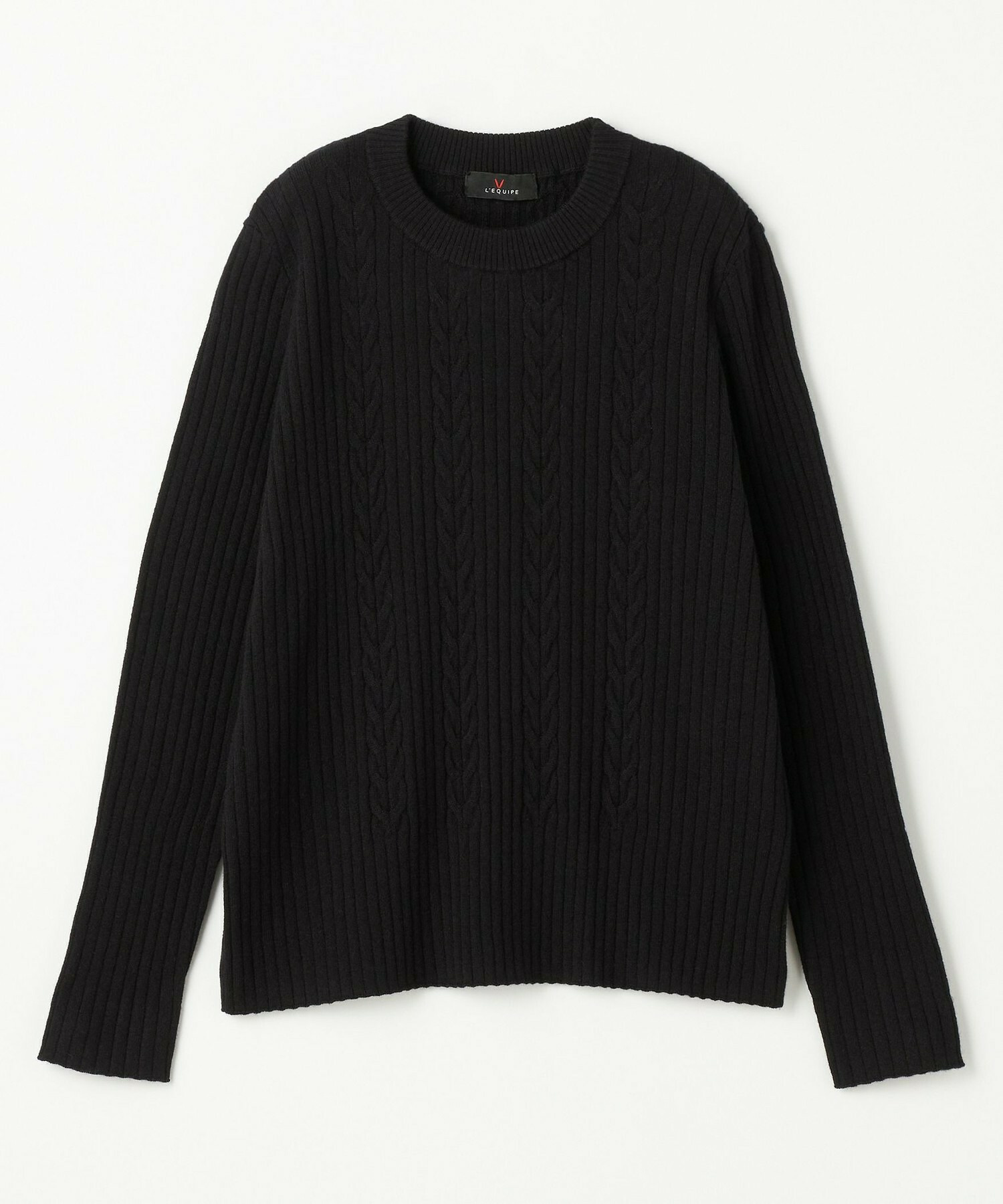 【L'EQUIPE】セミ梳毛ケーブルニットプルオーバー 詳細画像 ブラック 1