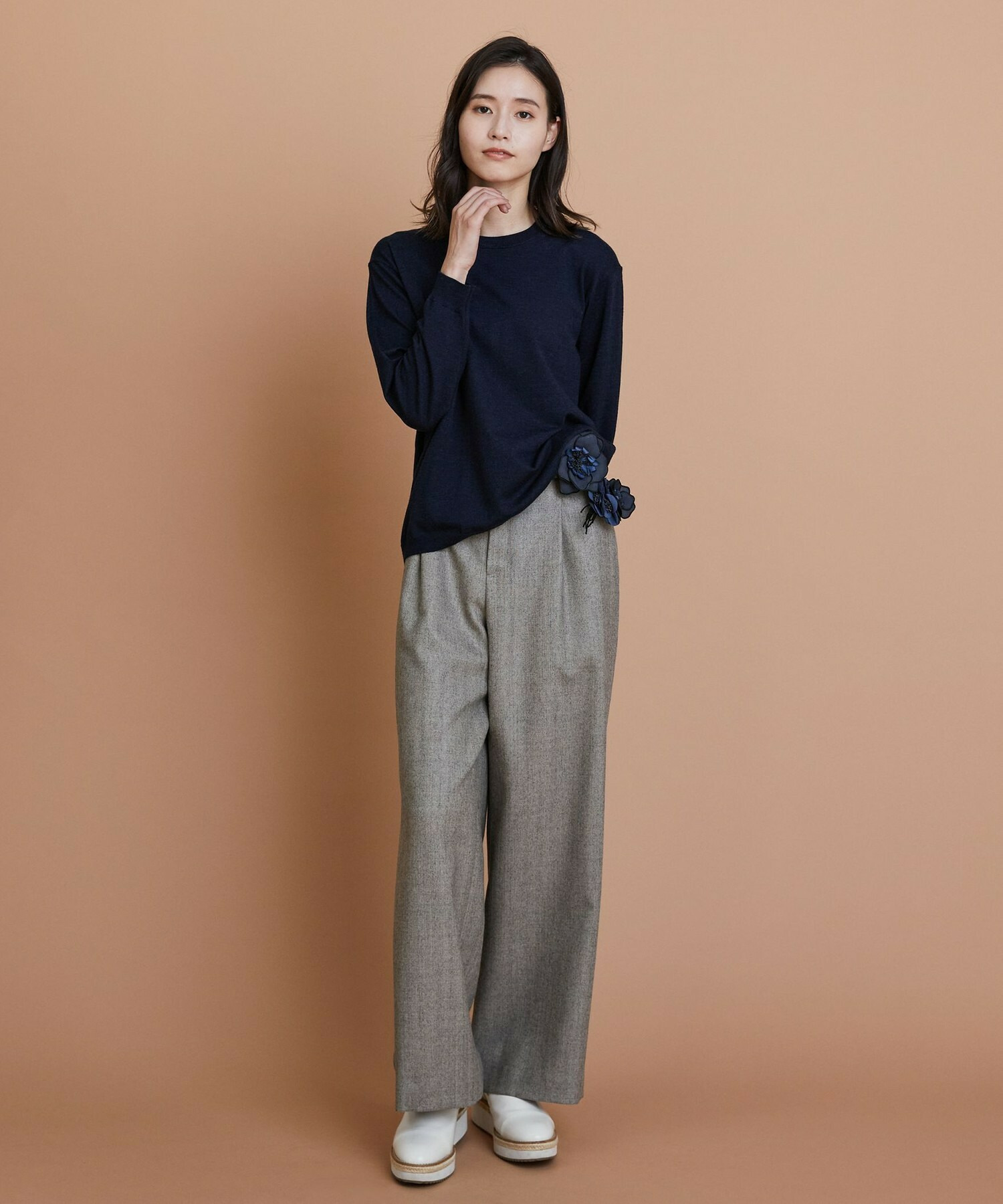 【L'EQUIPE】ウールハイゲージニットプルオーバー 詳細画像 ネイビー 10