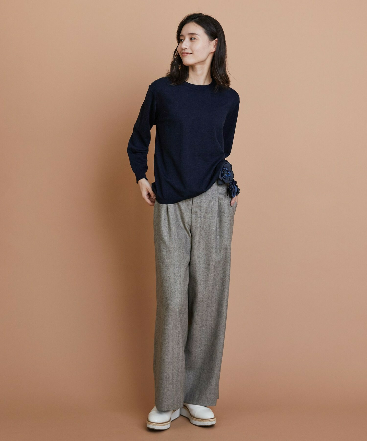 【L'EQUIPE】ウールハイゲージニットプルオーバー 詳細画像 ネイビー 11