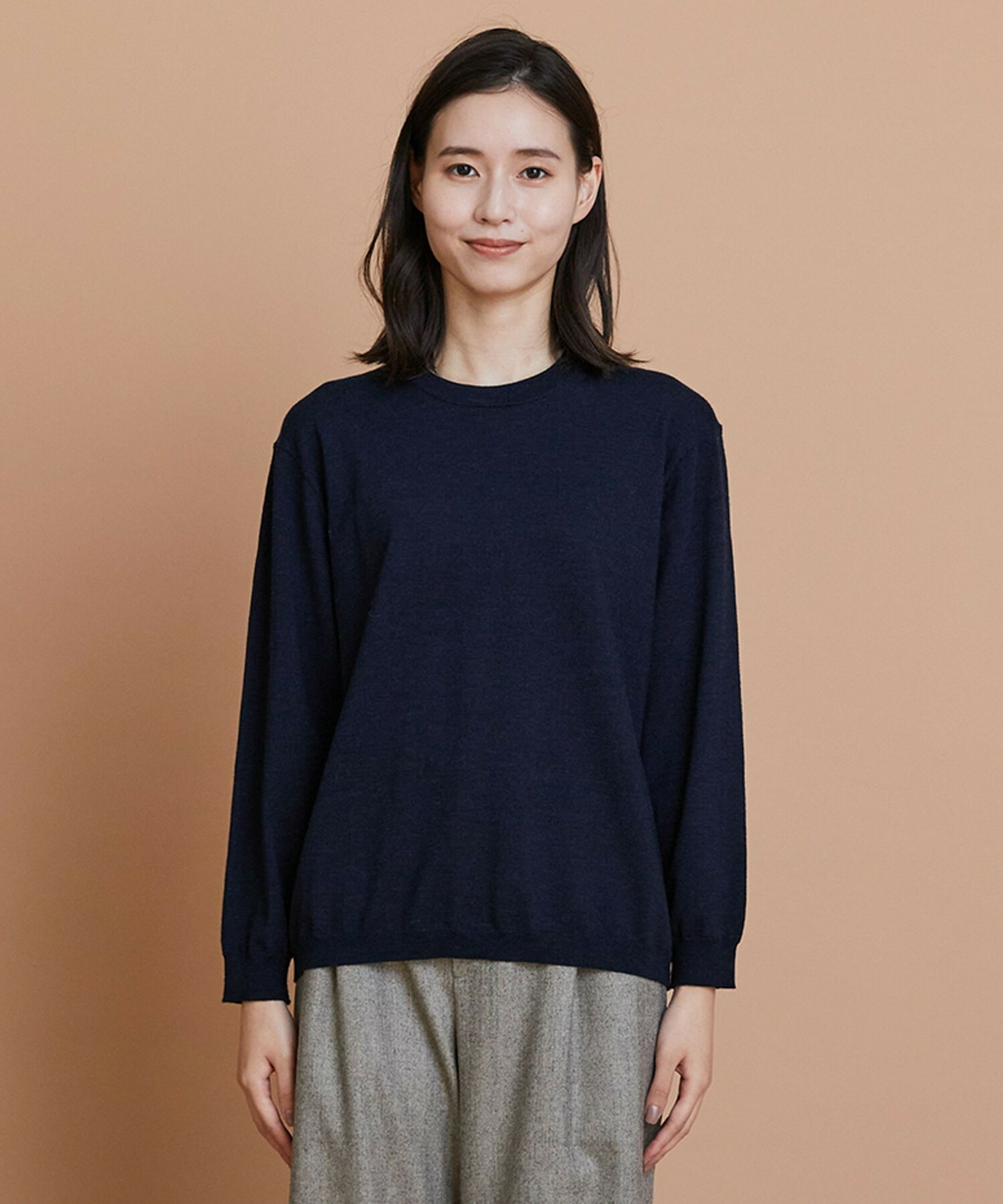 【L'EQUIPE】ウールハイゲージニットプルオーバー 詳細画像 ネイビー 15