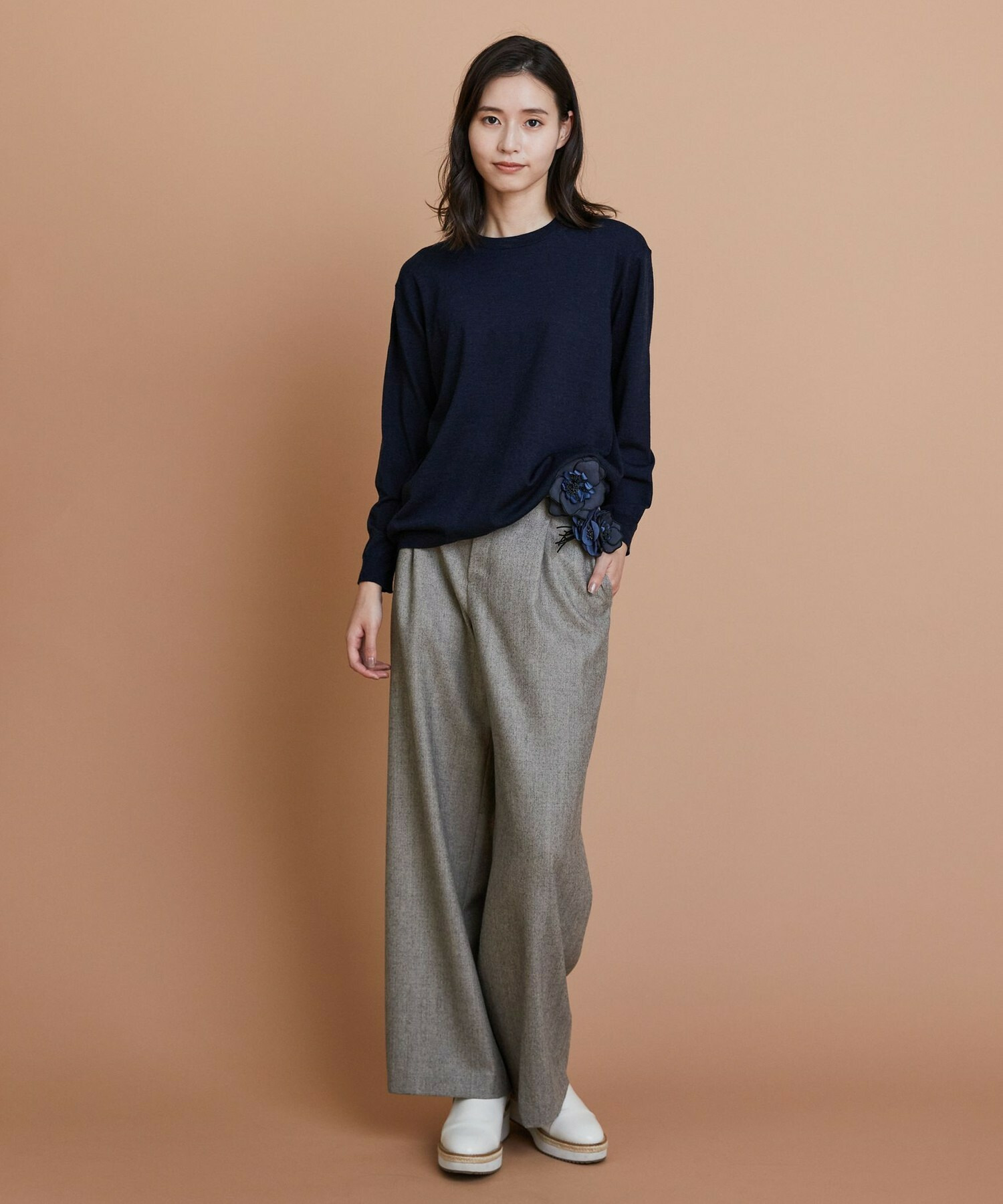 【L'EQUIPE】ウールハイゲージニットプルオーバー 詳細画像 ネイビー 9