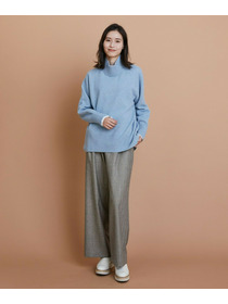 【L'EQUIPE】カシミヤ混ハイネックニットプルオーバー 詳細画像 サックスブルー 1