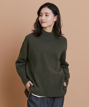 【L'EQUIPE】カシミヤ混ハイネックニットプルオーバー 詳細画像 カーキ 1