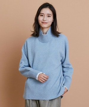 【L'EQUIPE】カシミヤ混ハイネックニットプルオーバー 詳細画像 サックスブルー 1