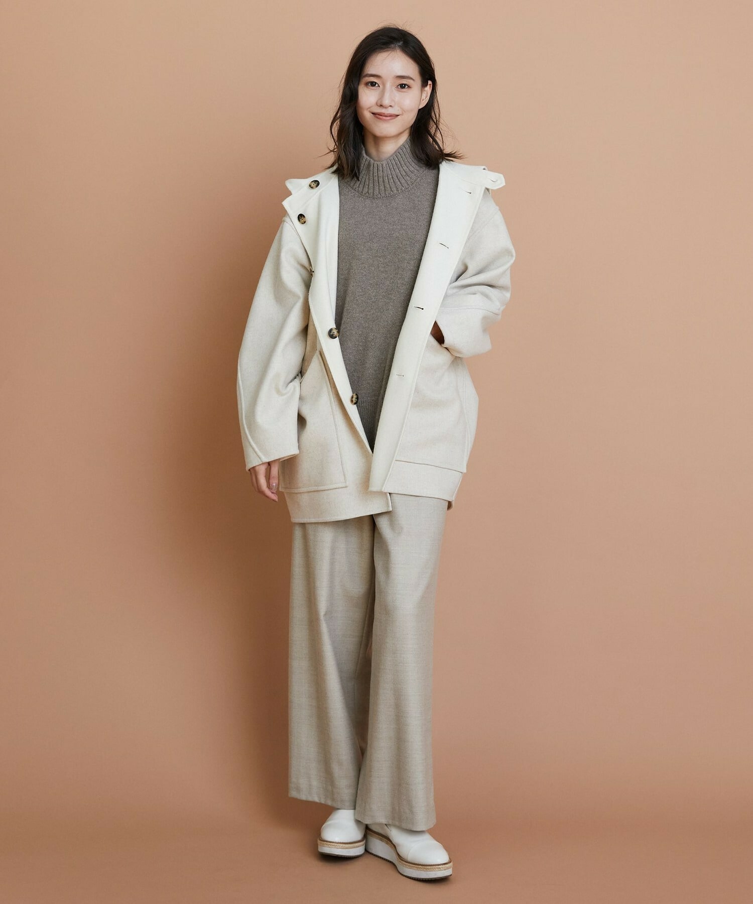 【L'EQUIPE】カシミヤ混ハイネックニットプルオーバー 詳細画像 サックスブルー 16