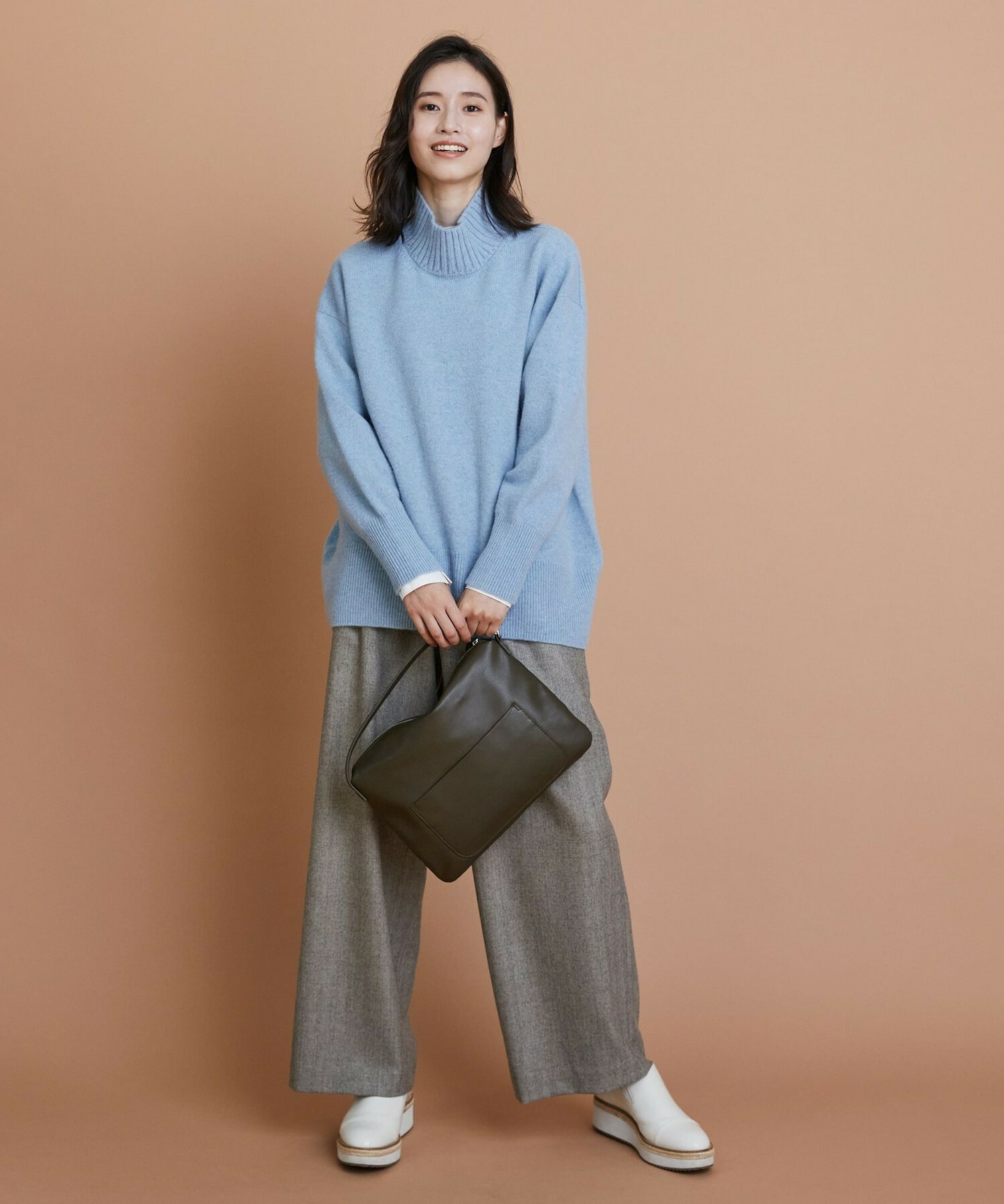 【L'EQUIPE】カシミヤ混ハイネックニットプルオーバー 詳細画像 サックスブルー 3