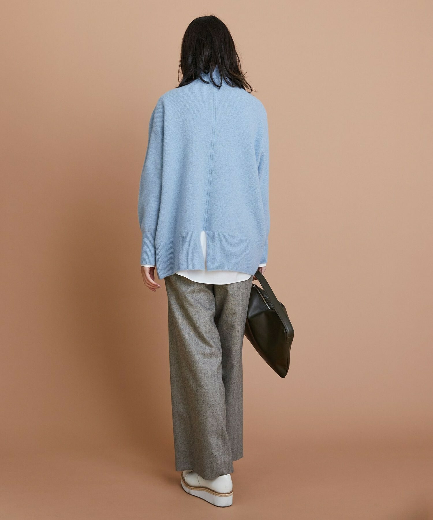 【L'EQUIPE】カシミヤ混ハイネックニットプルオーバー 詳細画像 サックスブルー 5