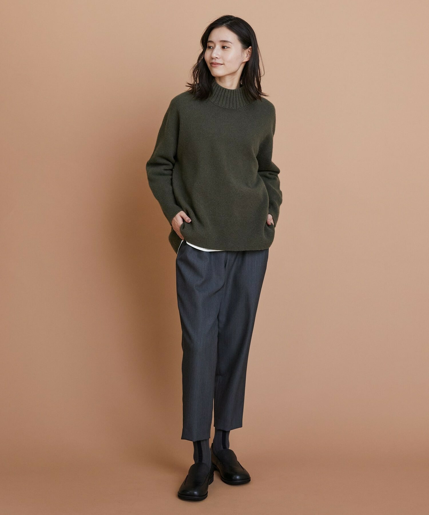 【L'EQUIPE】カシミヤ混ハイネックニットプルオーバー 詳細画像 サックスブルー 8