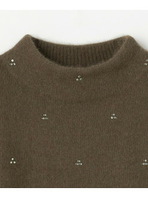 【L'EQUIPE】ラクーン混ラインストーンニットプルオーバー 詳細画像 オリーブ 20