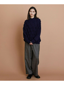 【L'EQUIPE】ウールダイヤ柄ニットプルオーバー 詳細画像 グレー系その他 1