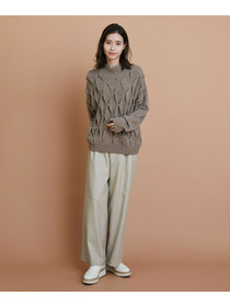 【L'EQUIPE】ウールダイヤ柄ニットプルオーバー 詳細画像 グレー系その他 18