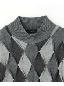 【L'EQUIPE】ウールダイヤ柄ニットプルオーバー 詳細画像 グレー系その他 26