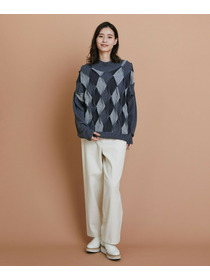 【L'EQUIPE】ウールダイヤ柄ニットプルオーバー 詳細画像 グレー系その他 8