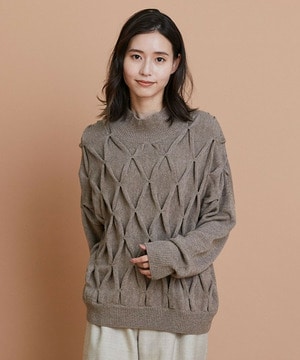 ウールダイヤ柄ニットプルオーバーウールダイヤ柄ニットプルオーバー