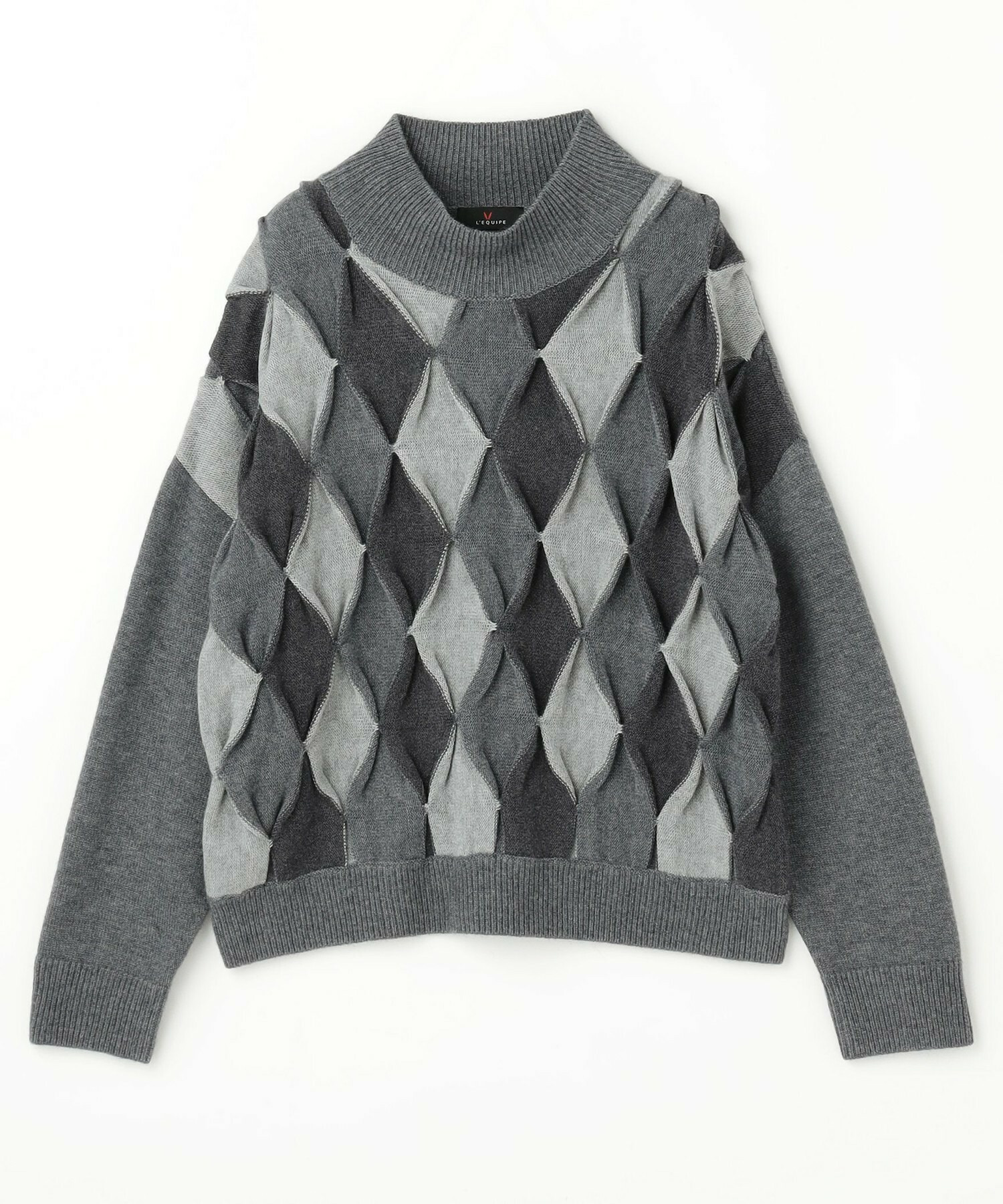 【L'EQUIPE】ウールダイヤ柄ニットプルオーバー 詳細画像 グレー系その他 14