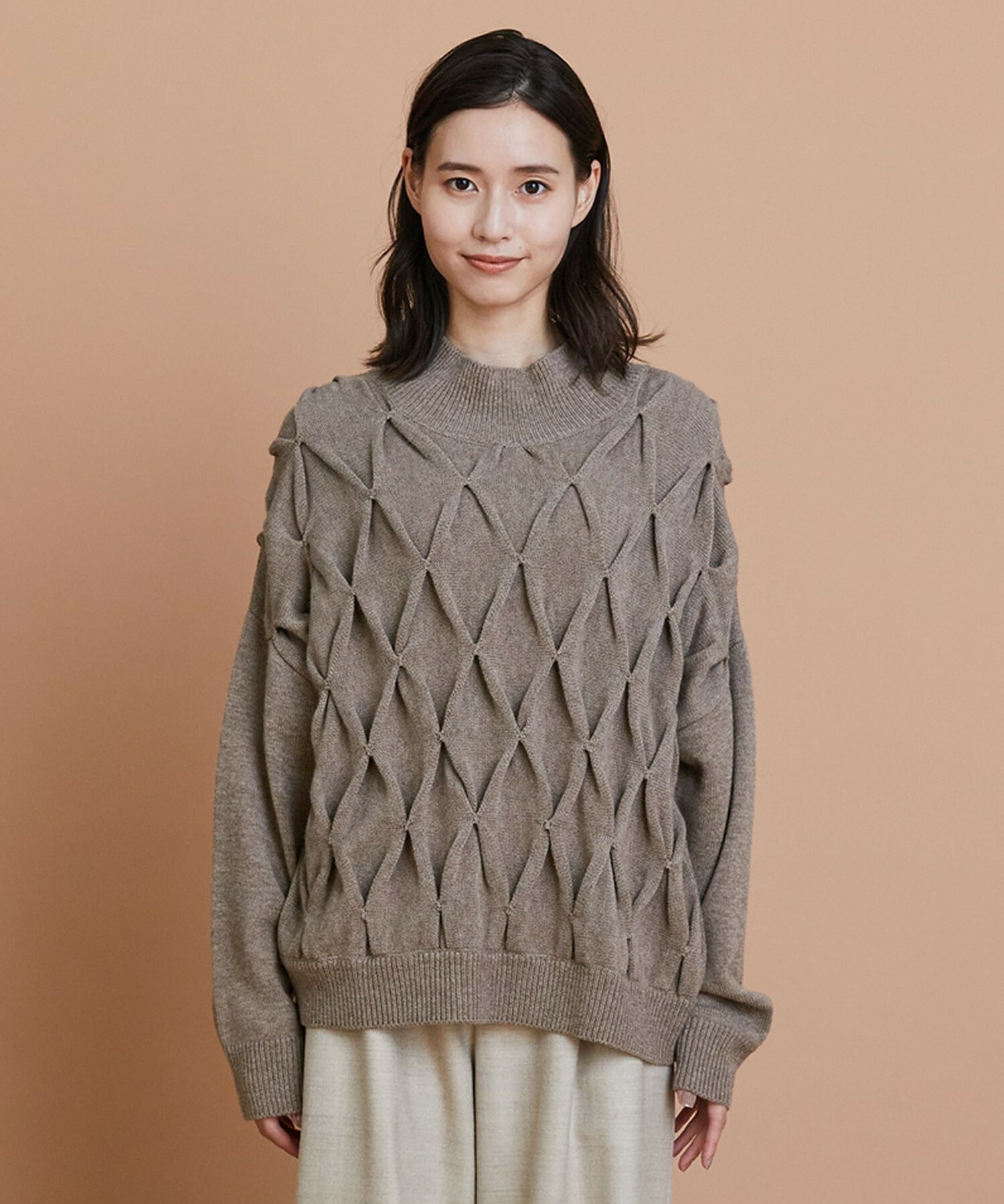 【L'EQUIPE】ウールダイヤ柄ニットプルオーバー 詳細画像 グレー系その他 21