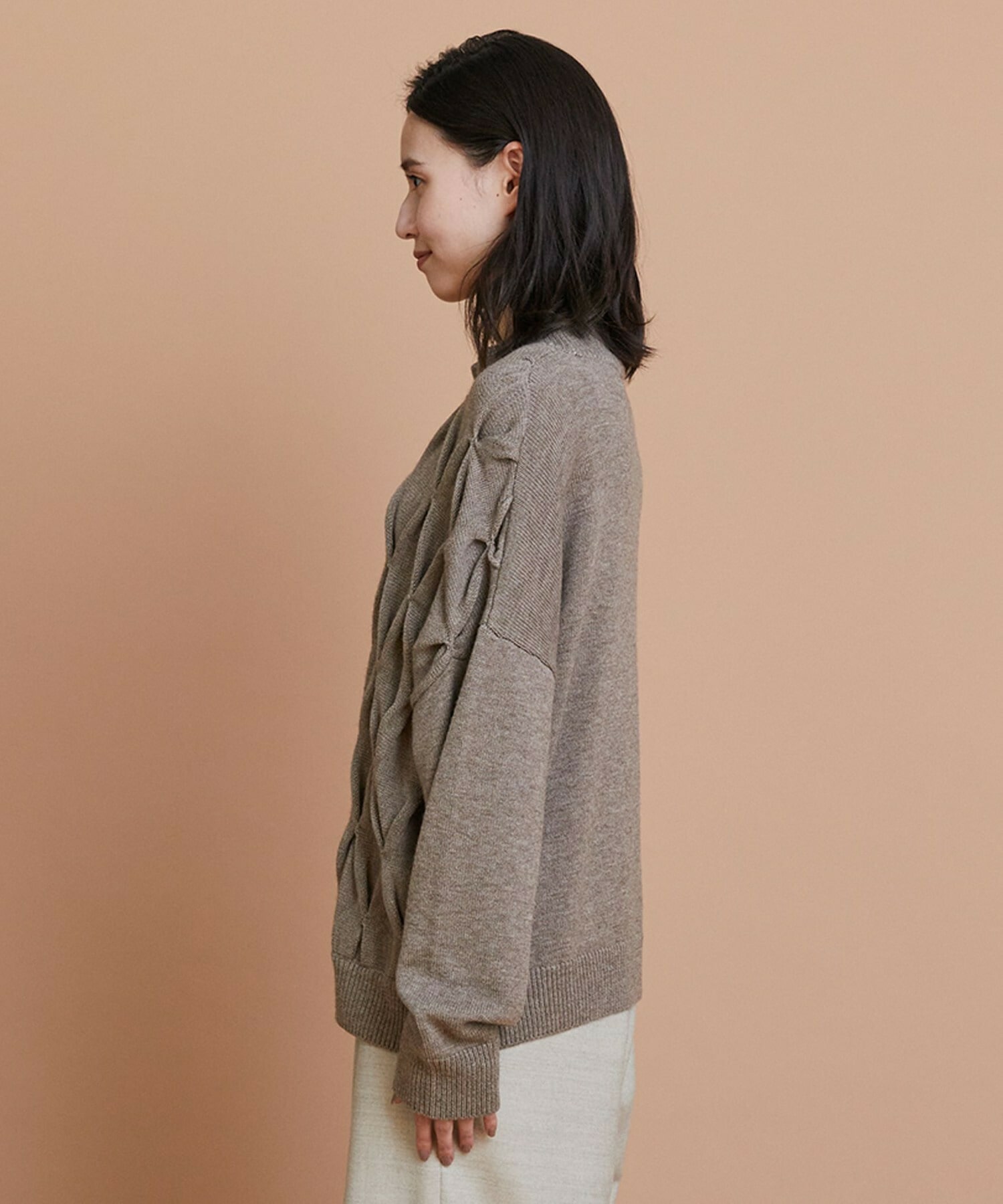 【L'EQUIPE】ウールダイヤ柄ニットプルオーバー 詳細画像 グレー系その他 22