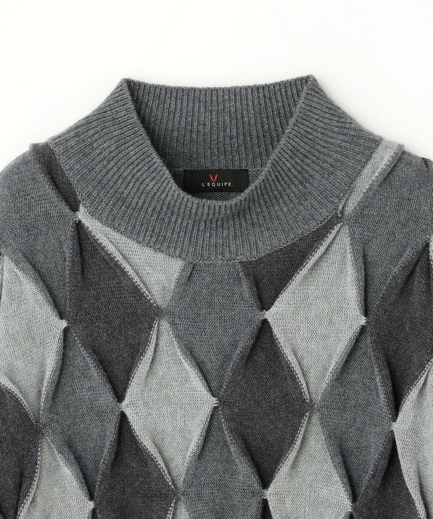 【L'EQUIPE】ウールダイヤ柄ニットプルオーバー 詳細画像 グレー系その他 26